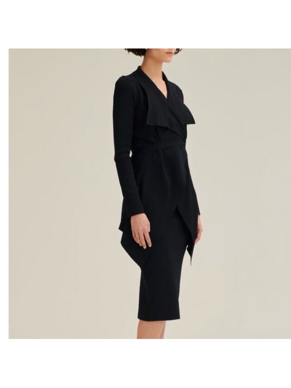 NWT SCANLAN THEODORE CREPE KNIT DRAPE FRONT BLACK JACKET SIZE M - Picture 5 of 11